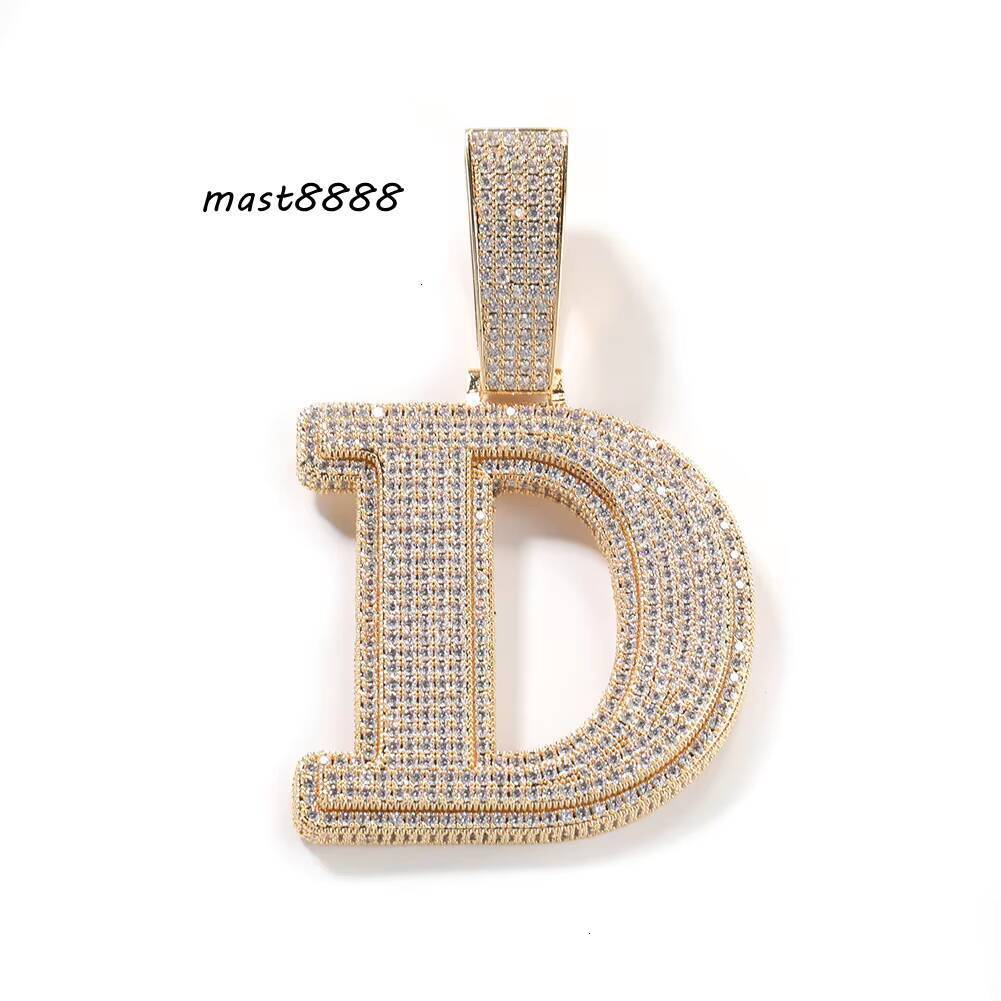 Large Iced Out Single Initial AZ Pendant Necklace Gold Plated Hip Hop Style for Women Men Religious Gift Diamond Zircon Stone