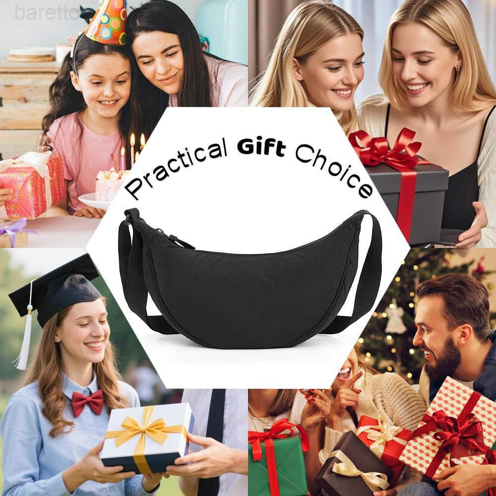 Nylon Crescent Crossbody Bags for Women Luna Dumpling Bag Lightweight Medium Sling Bag Hobo Travel Fanny Pack M250903