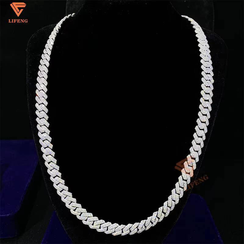New Style 10mm 2 Rows Thick Solid 925 Sterling Silver Men Hip Hop Jewelry Iced Out VVS Moissanite Cuban Link Chain Necklace