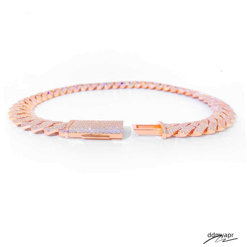 Bracelet Designer Jewelry Cuban K High Quality 3 Rows VVS Moissanite Dia Ddmyday Chain White Rose Gold Plated Hip-Hop Chains For Men Necklace Ddmyday