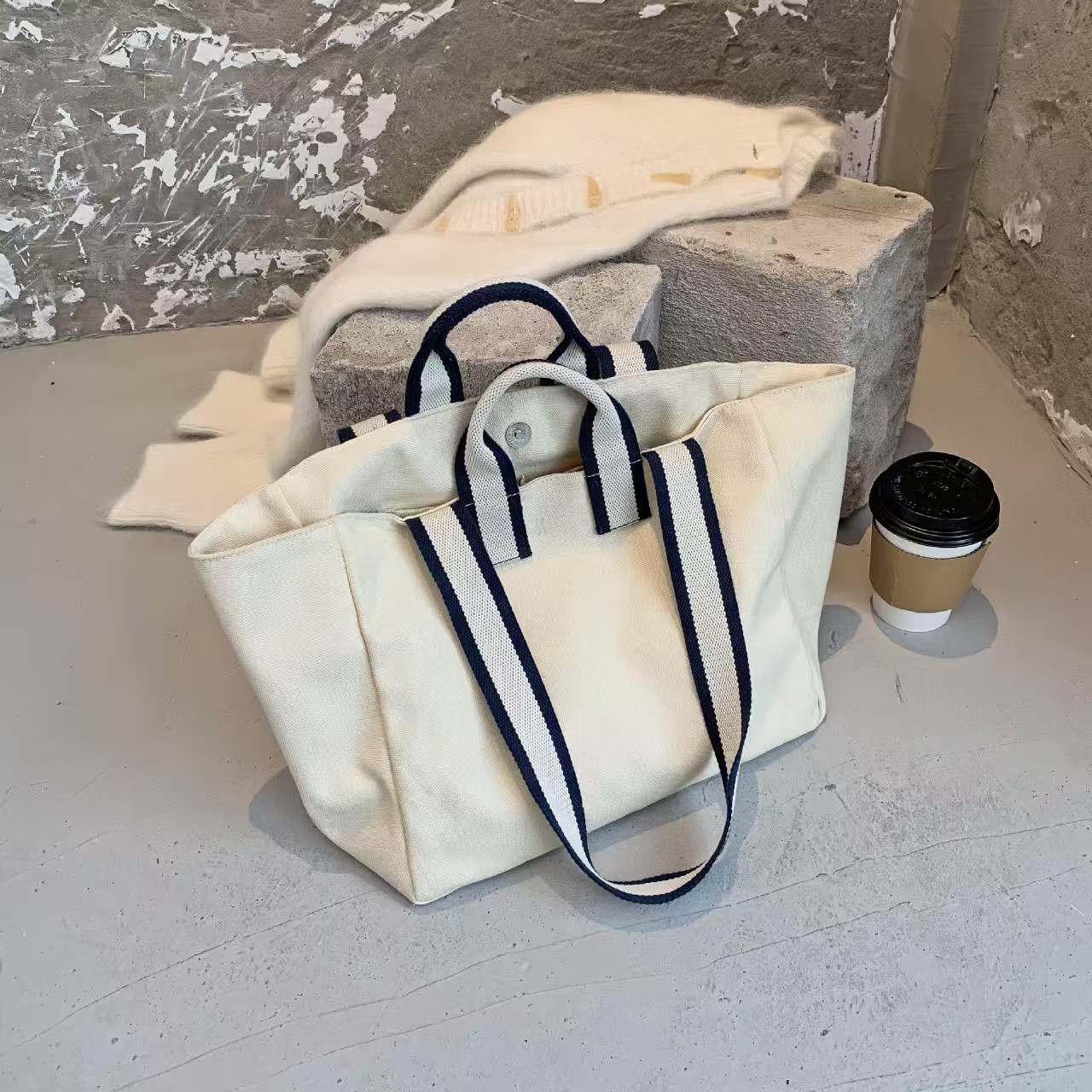 Casual Canvas Women's Single oulder Environmentally Friendly Large Capaci Horizontal Tote Bag for Workluxury bag tote bagShopping storage handbag