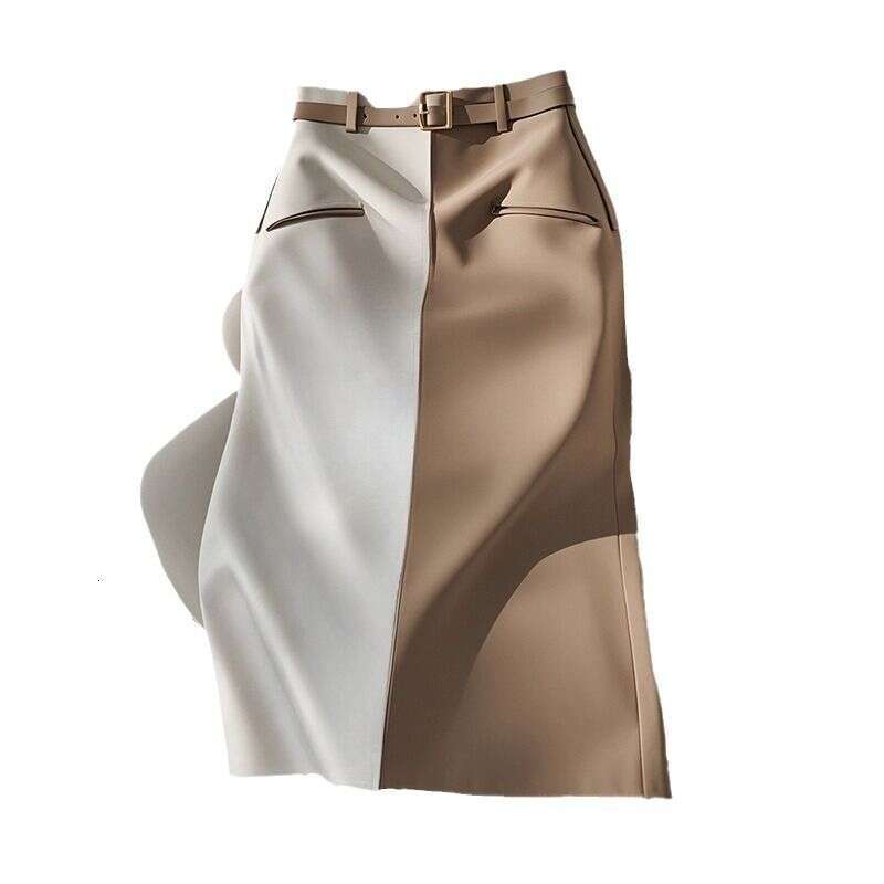 Women's Clothing Popular Chic Unique Drape Beautiful High Waist Slim Straight Small Contrast Color Skirt For Women Early Autumn
