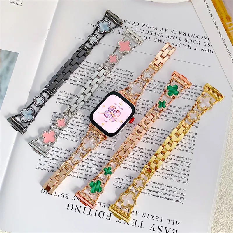 Clover fine metal bracelet suitable for Apple iWatch 678910 SE watch Applewatch strap