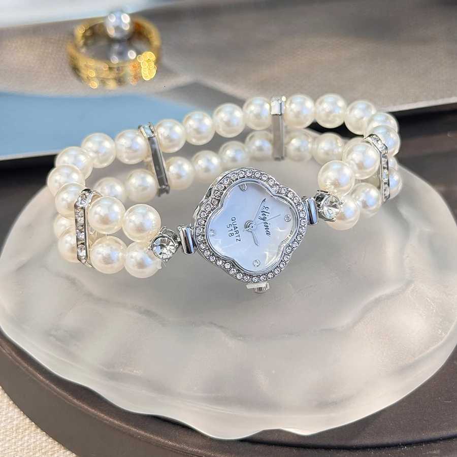 Classic Diamond Encrusted WATCH Case Lazy Elastic Pearl Bracelet Fashion Quartz WATCH X250904