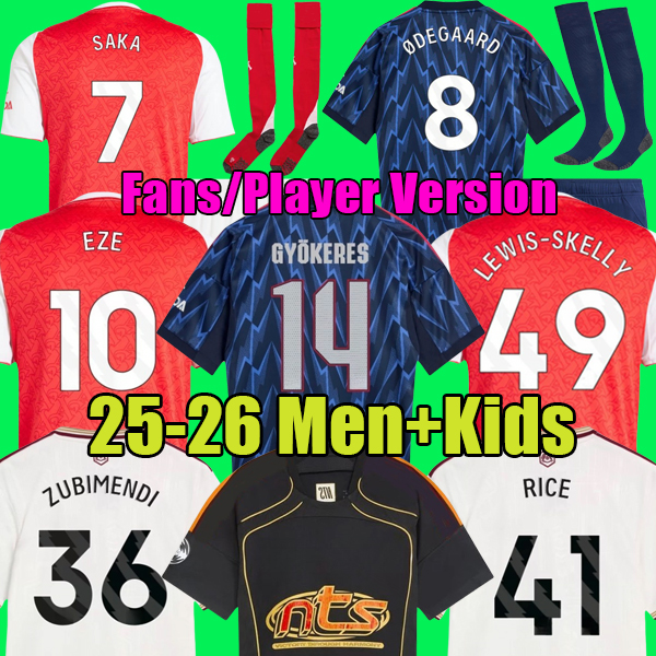 25 26 SAKA ZUBIMENDI GYOKERES EZE soccer jerseys HINCAPIE DOWMAN ODEGAARD HAVERTZ LEWIS-SKELLY GABRIEL 2025 football shirt Men Kids sets RICE KELLY ArSeN top kit