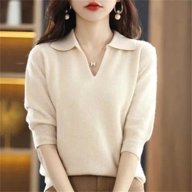 New Women Knitted Sweaters Autumn Winter Warm Clothing Fashion Casual Sweater Long Sleeve Jumper VNeck Loose Pullovers Top M250904