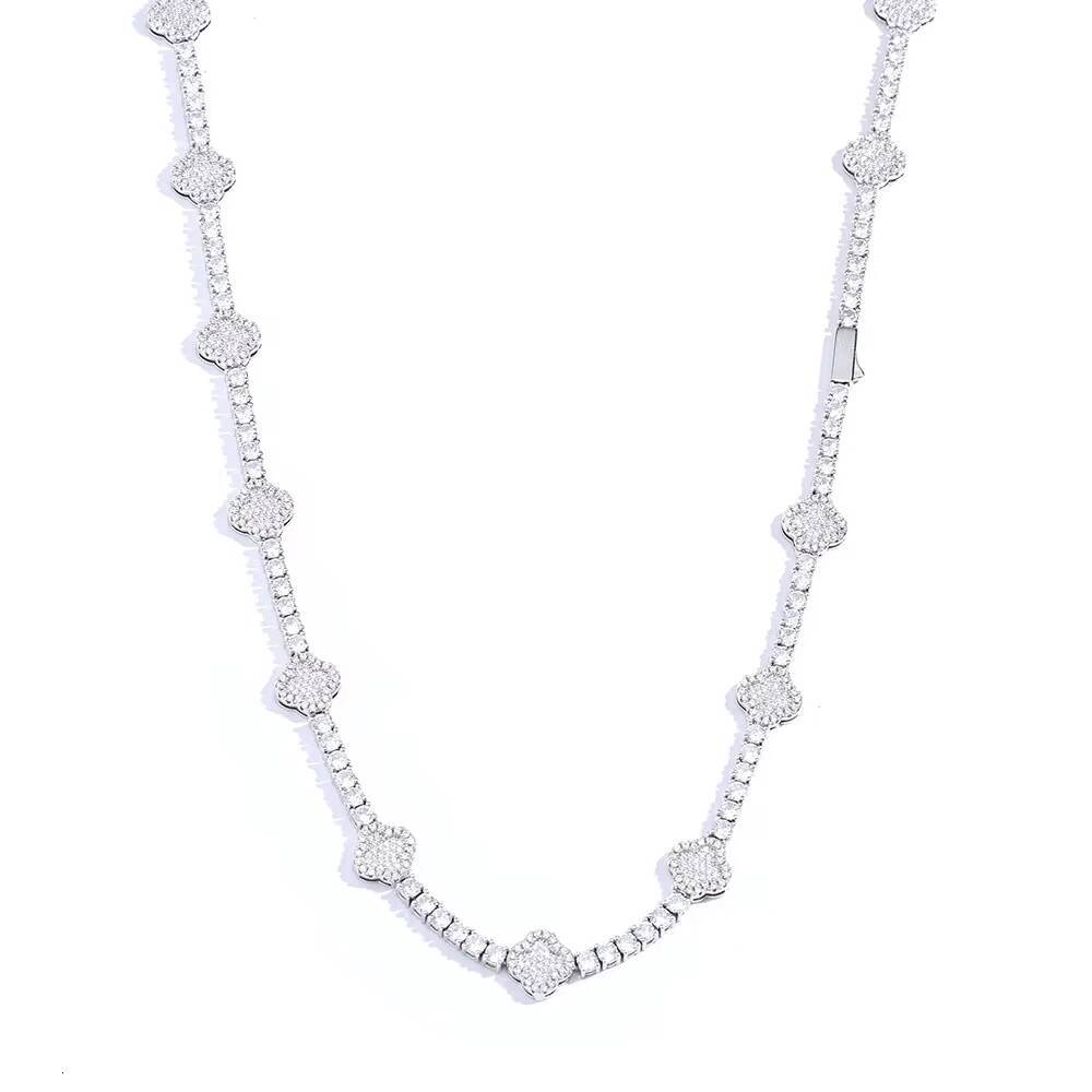 Unisex HipHop Trendy Moissanite Necklace Link Chain with 925 Sterling Silver Fashionable for Anniversaries