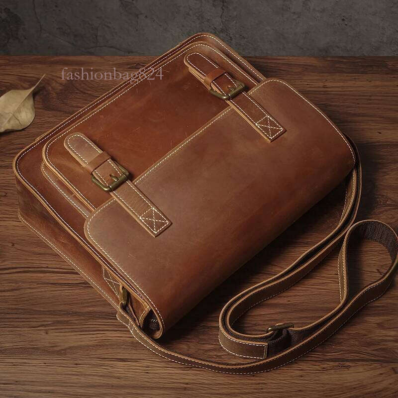 NUKA Retro Genuine Leather Messenger Crazy Horse Cowhide Shoulder Bag Men And Women High Quality Brand Crossbody Bags