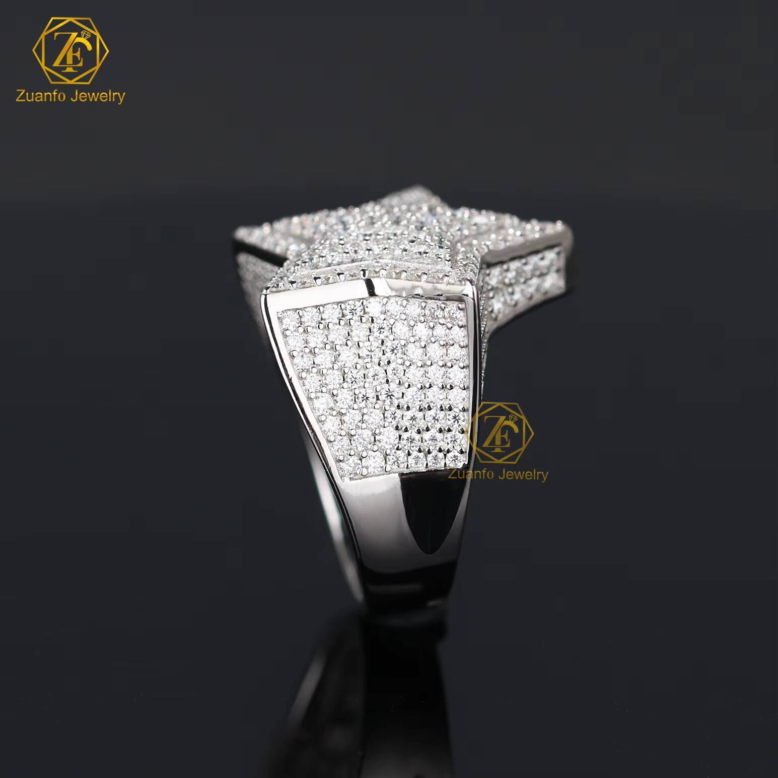 Lab Grown Diamond Style Cuban Link Ring 10K 14K 18K Gold Fashion Jewelry Rings Engagement Wedding Ring for Men