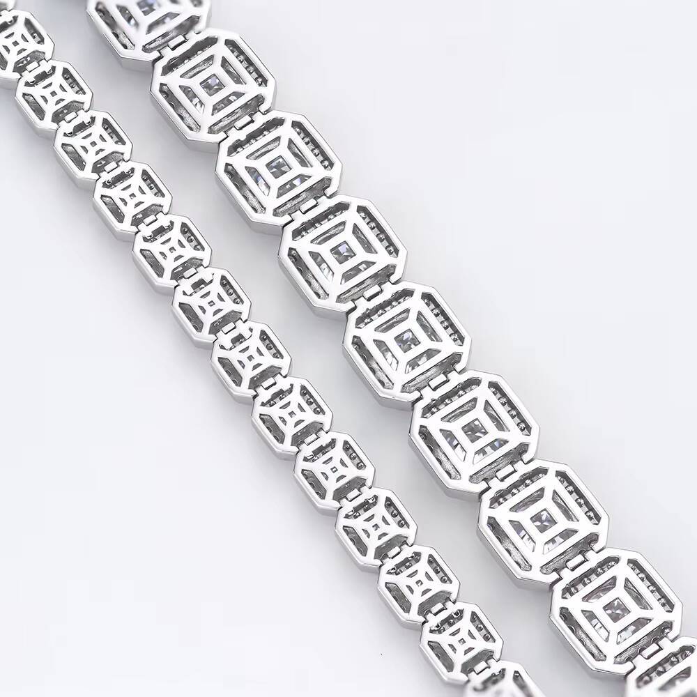 925 Sterling Silver Bling Iced Out VVS Moissanite Rock Candy Tennis Chain Fine Jewelry for Party 8mm Bracelet Link Chains