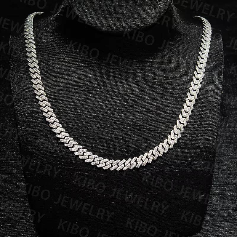 Pass Diamond Tester Iced Out VVS Cuban Chain 6mm 8mm 925 Moissanite Cuban Chain Necklace