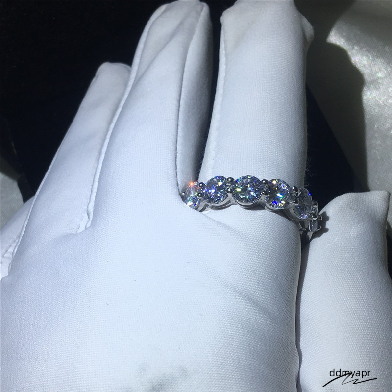 Top Selling Never Fade Sparkling Jewelry Sterling Sier Princess Ddmyday Cut White Topaz CZ Dia Promise Wedding Bridal Ring Gift Ddmyday