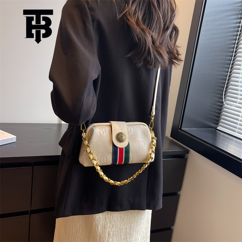TB BHULAMTE 2025 New Designer s bag Cross-Border Letter Monogram Chain Bag European and American Retro Single Shoulder Clip Bag High-End Versatile Cro