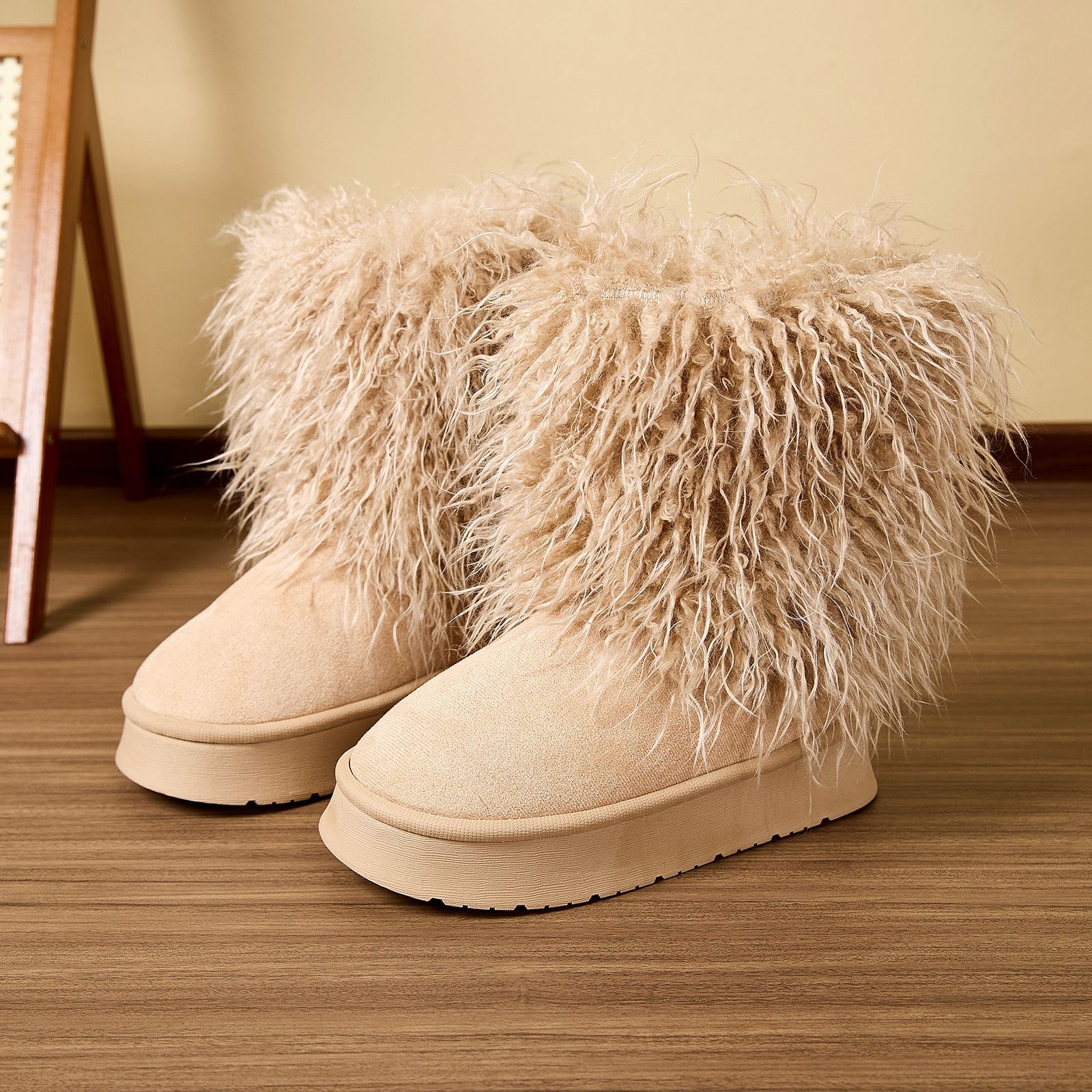 Hot free shipping designer boots for womens snow boots brown black khaki New Fashion Versatile Thick Bottom Cotton Slippers with Velvet for Warmth