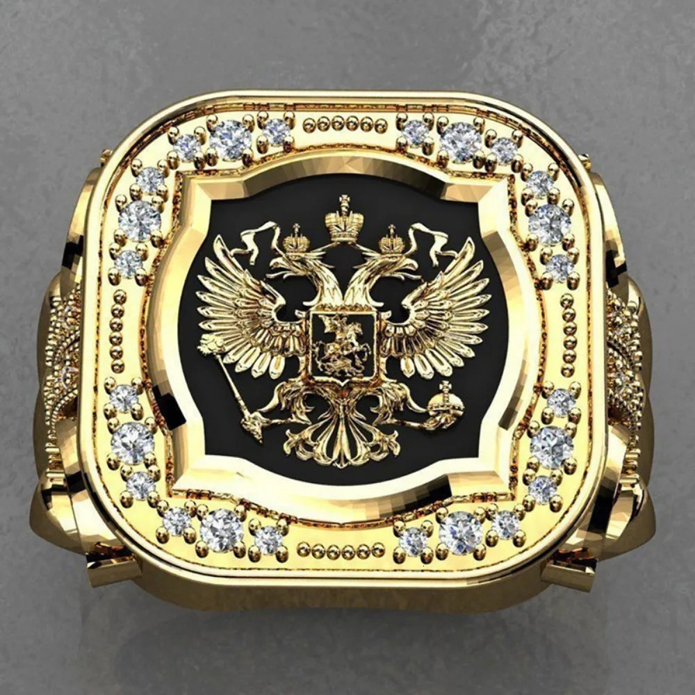 Simple Retro Fashion Mens Jewelry Zirconia Stamp Ring Mens Badge Ring Punk Street Niche Trend Party Jewelry Gifts 250903