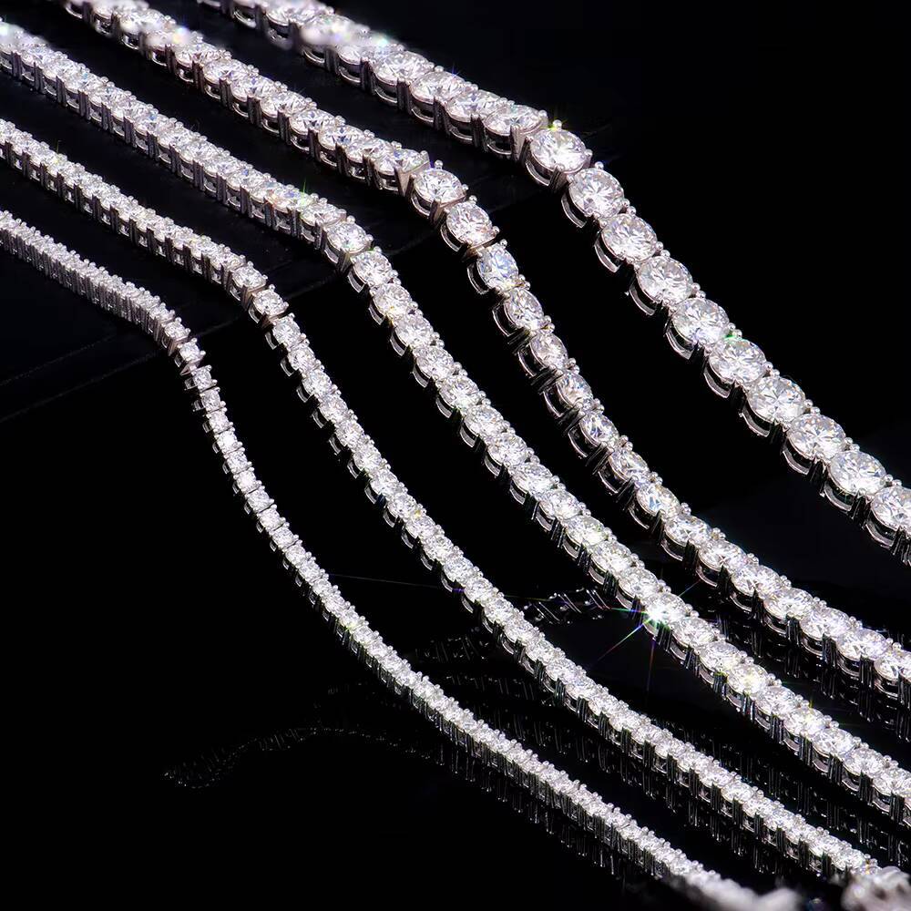 925 Silver Tennis Chain Fashion Hip Hop Style Tennis Bracelet Mens Womens D VVS Moissanite Bracelets