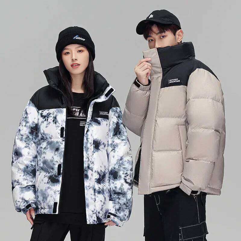 Winter Couples' Coat 90 White Duck Down Jackets For Men & Women Korean Thickened Stand Collar Patchwork Outerwear Jk-996