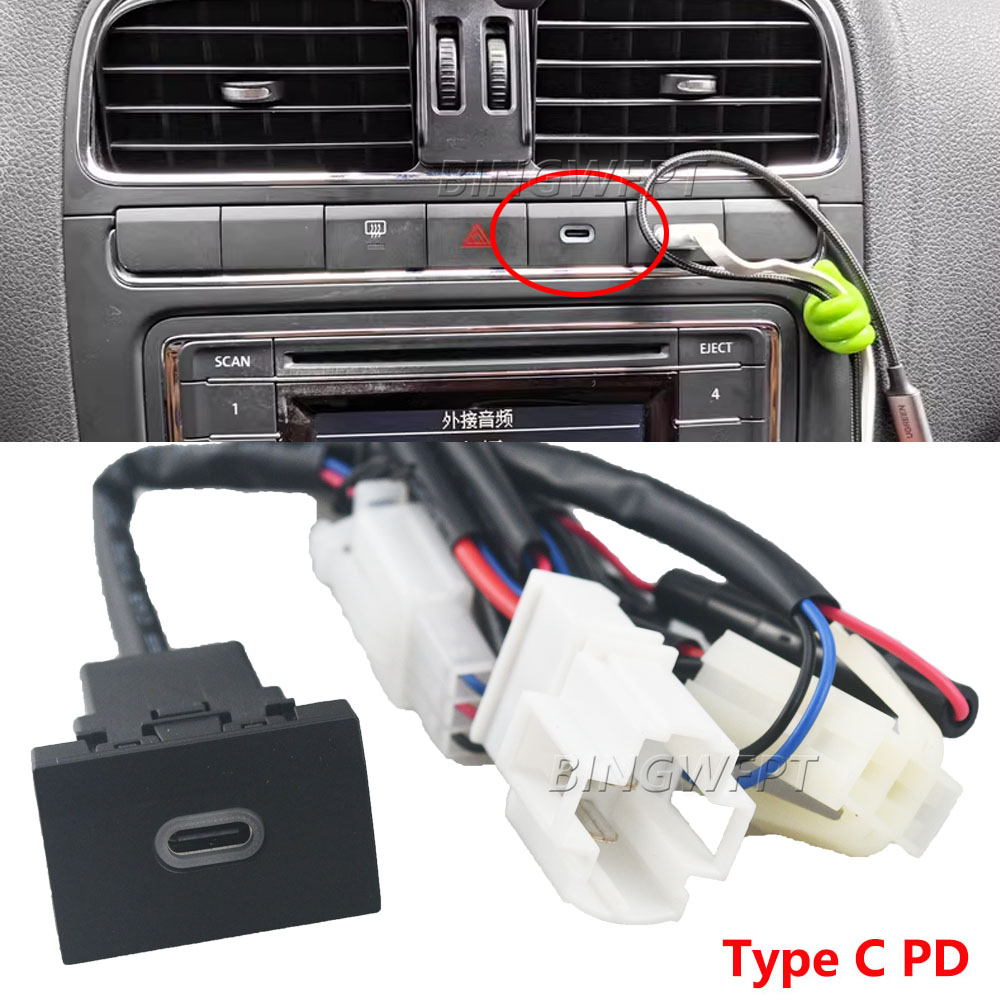 For VW POLO 2011 - 2013 Car USB Charger PD Quick Charge QC3.0 Auto Phone Charging Adapter Button