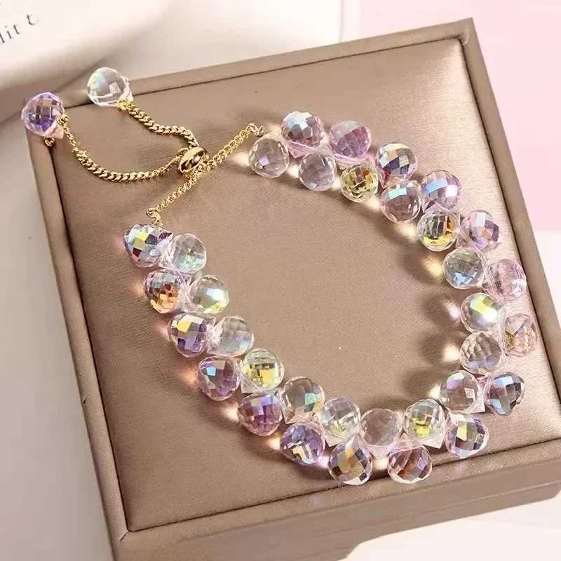 New Transparent Crystal Bracelet for Children Fashion Shiny Stone Beads Elasticity Strand Bangles Jewelry Manchette BijouxXJ250904