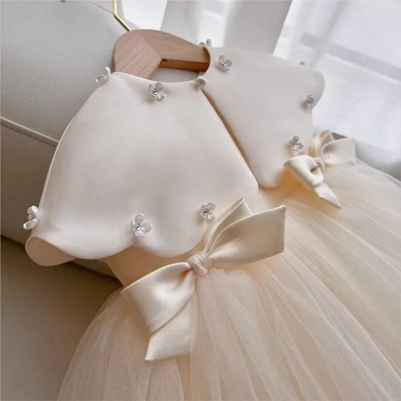 Baby Girl Princess Bow Silk Tutu Dress Sleeveless Infant Toddler Child Elegant Solid Vestido Birthday Party Baby Clothes 1-5Y Z250904