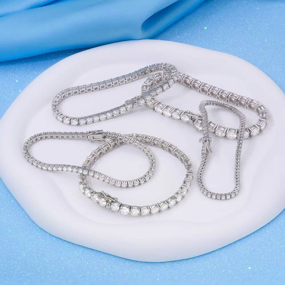 Wholesale 925 Sterling Silver Moissanite Tennis Chain Bracelet 2mm6mm Fashion for Women and Men Daily Wear