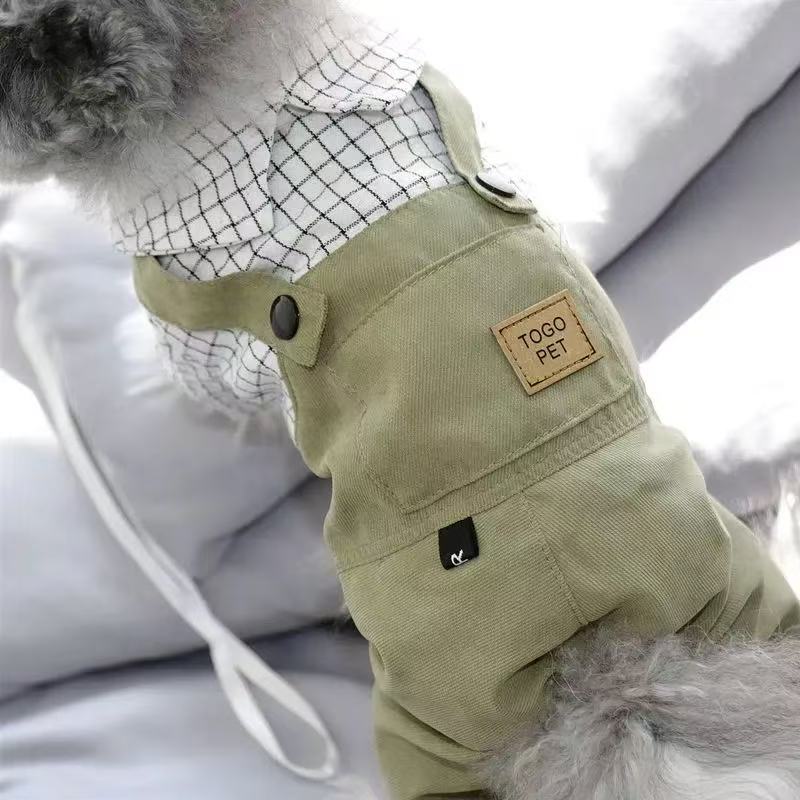 T1124 Dog Clothes Autumn and Winter Thick Warm Four-legged Clothes Teddy Pomeranian Corgi Bichon Small Puppy Pet Cotton Cotton