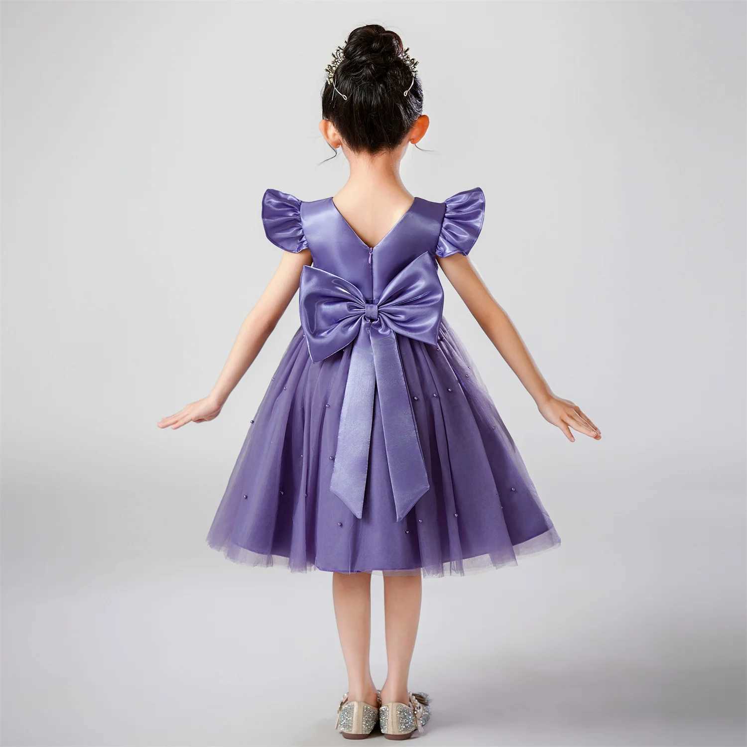 Factory Flower Girl Wedding Dress Tulle Short Sleeveless A Line Holiday Birthday Party Kid Girl Ball Gown Girls Formal Dresses Z250904