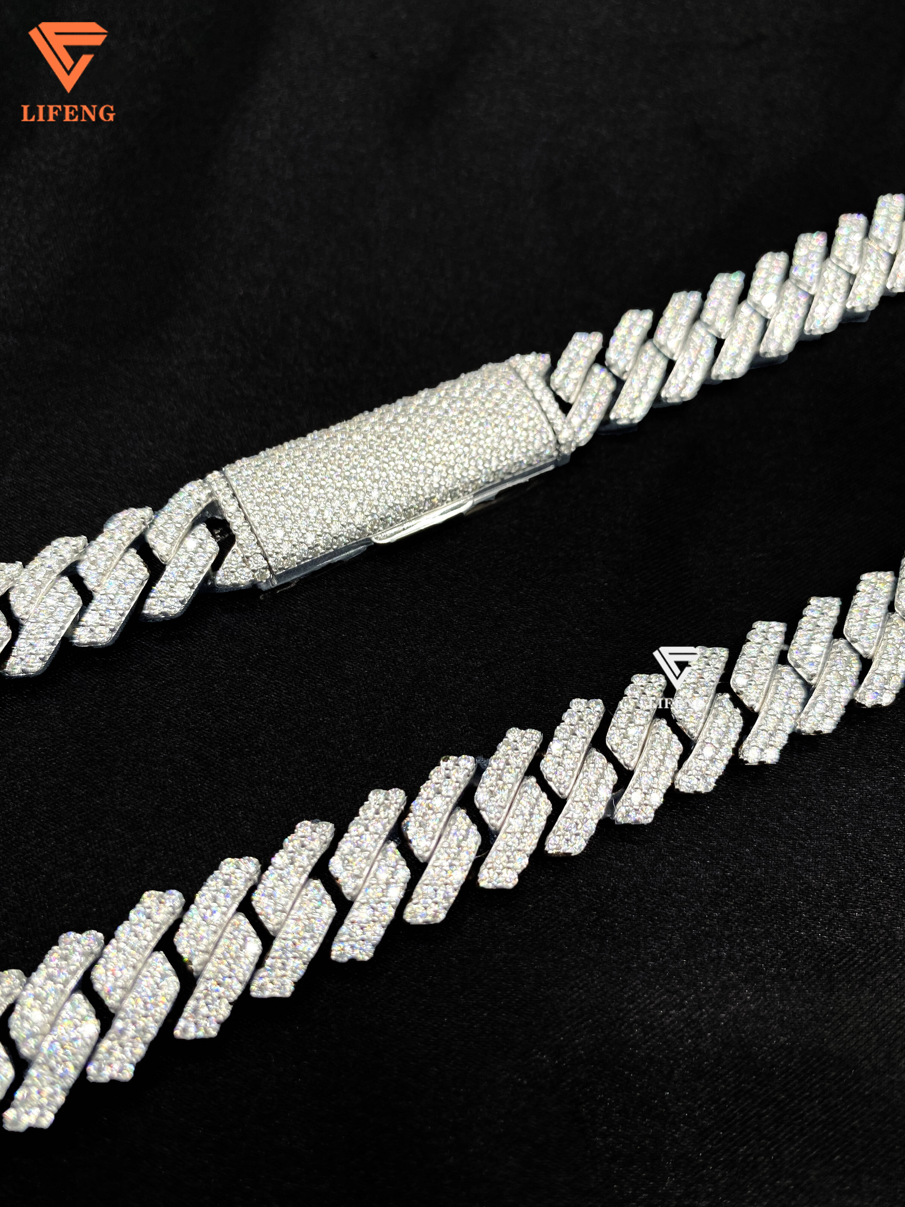 Custom 12mm20mm 925 Sterling Silver VVS Moissanite Diamond Heavy Iced Cuban Link Chain Necklace Tight Design for Men Hip Hop