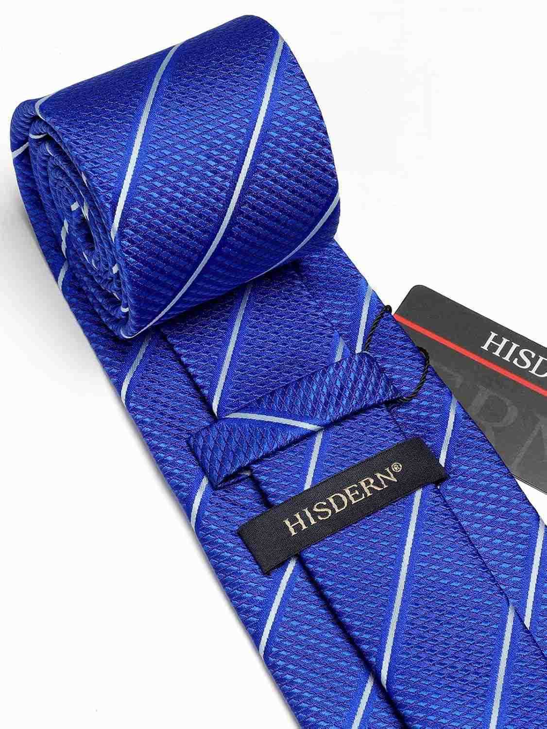 Mens Striped Ties Classic Silk Woven Tie and Pocket Square Set Formal Business Necktie Handkerchief for WeddingW250904