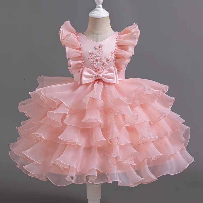 3-10 Years Children Boutique Dinner Party Formal Dress Princess Pink Elegant Glitter Ball Gown Baby Girls Birthday Party Dresses Z250904