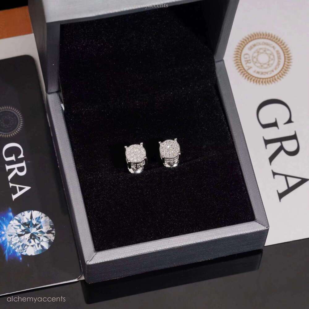 Hip Hop Jewelry Pass Tester Stocks Sterling Sier Iced Out VVS Dia Custom Moissanite Stud Earrings