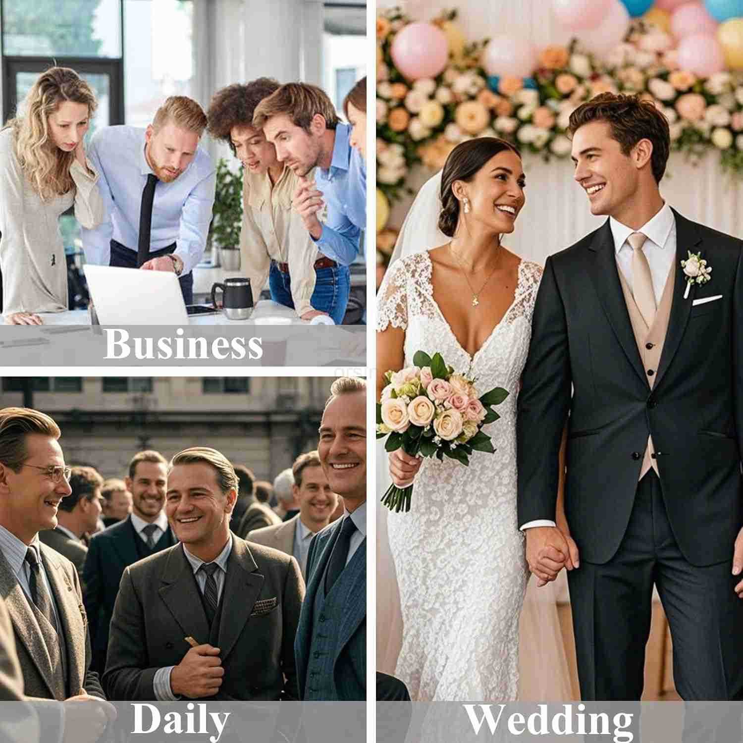 Men Ties Set Woven Necktie and Lapel Pin Pocket Square Cufflinks Sets Formal Business WeddingW250904