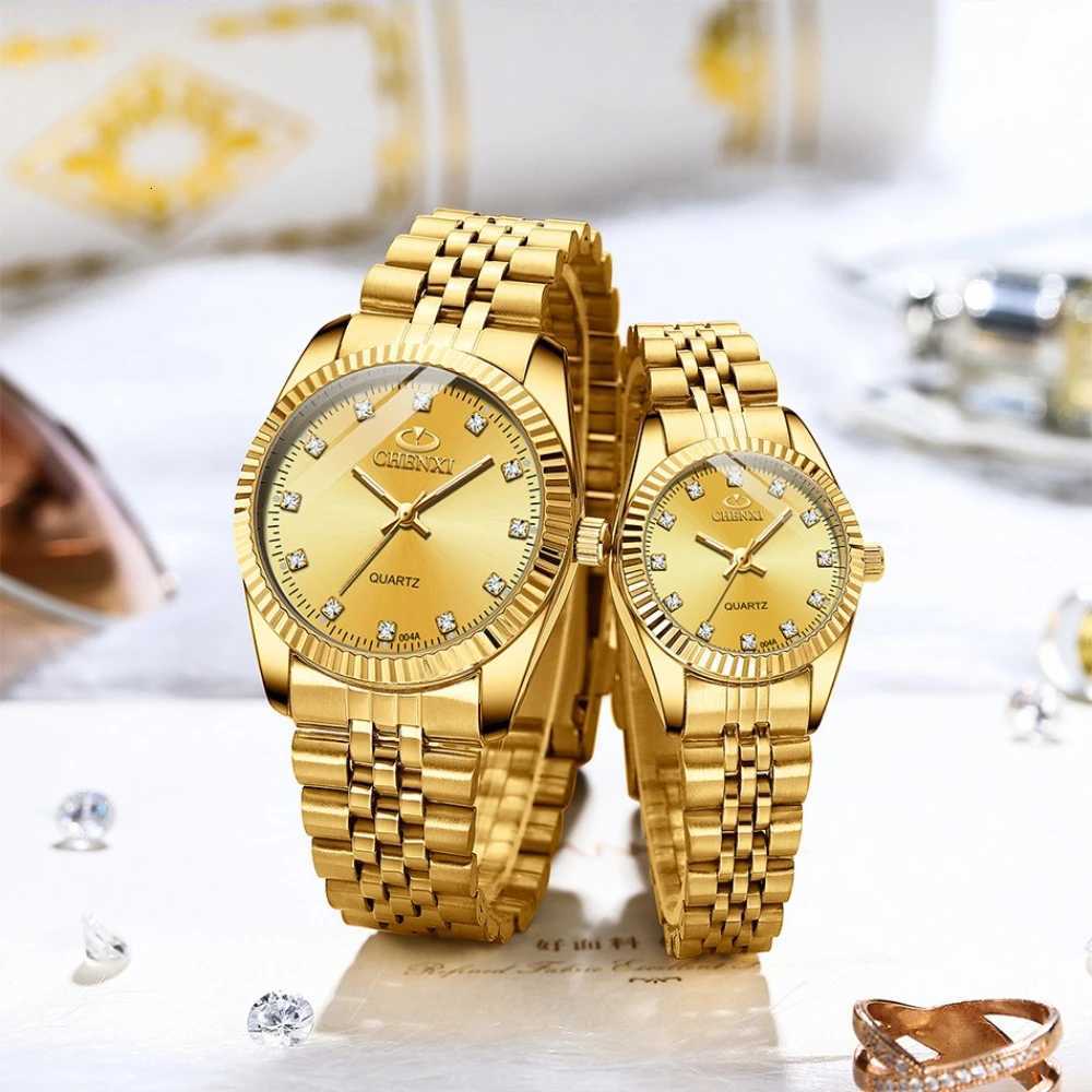 CHENXI Couple Watch Wen Quartz Clock Luxury Golden Stainless Steel Relogio Feminino Montre X250904