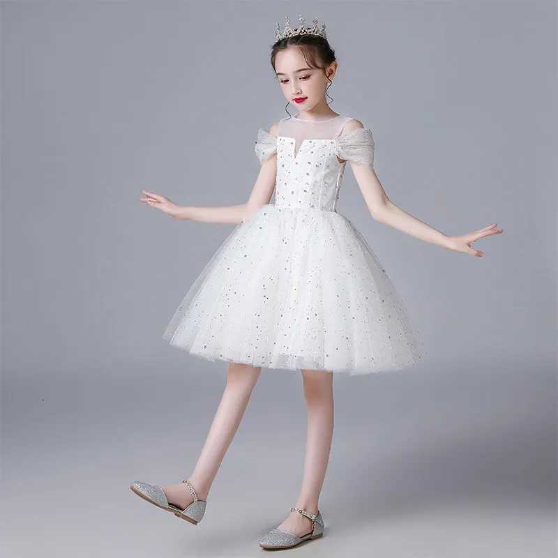Girl Wedding Dress Tulle Birthday Ceremony Pink Pearls Girls Party Dress 2 To 14 Years Flower Girl Dresses For Wedding Kids Z250904