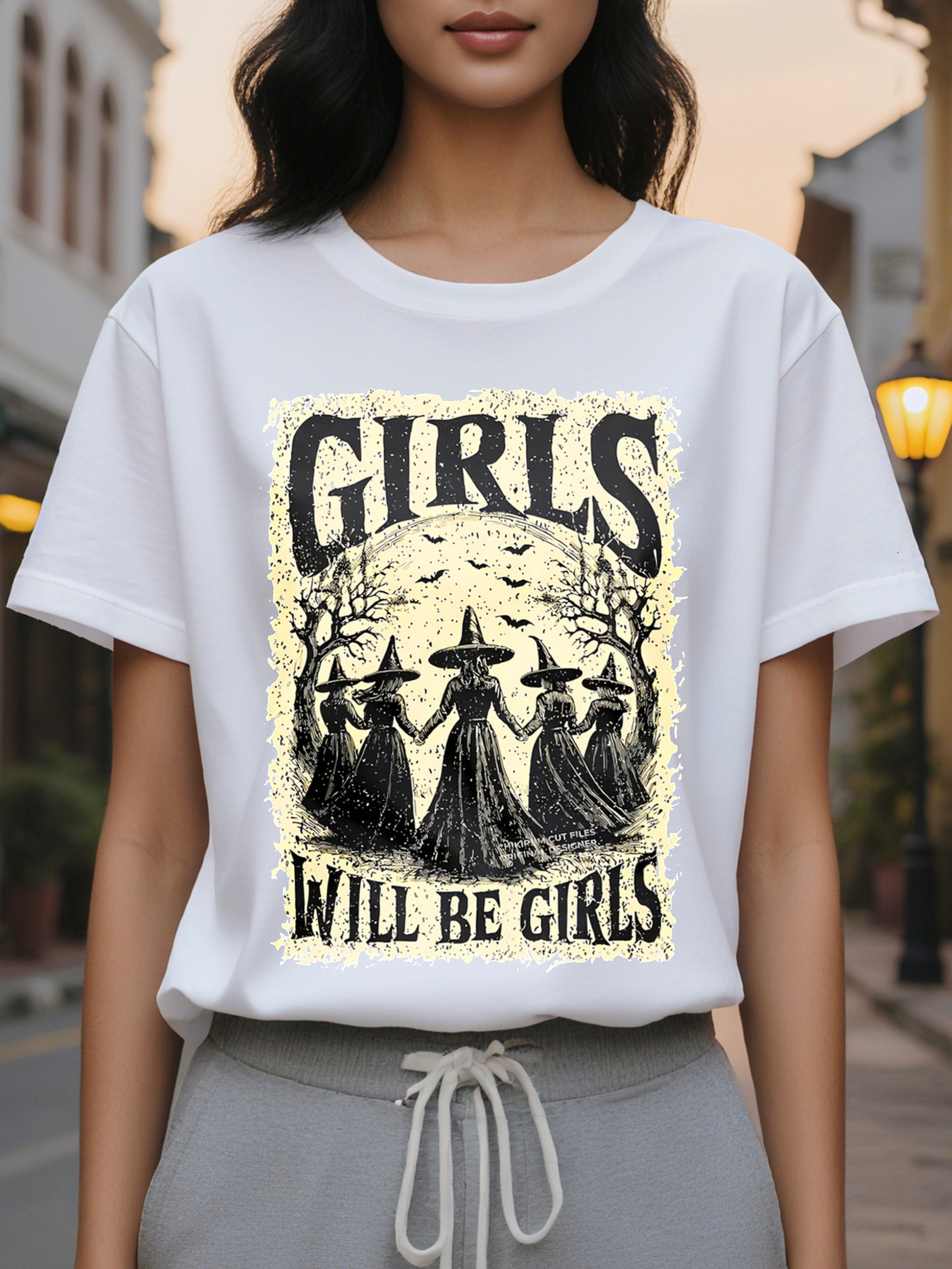 Large XL Women S Witchcraft Graphic T-Shirt Dark Gothic Vintage Tee with WILL BE Witches Text Soft Shirt Halloween Witch Themed Plus Size