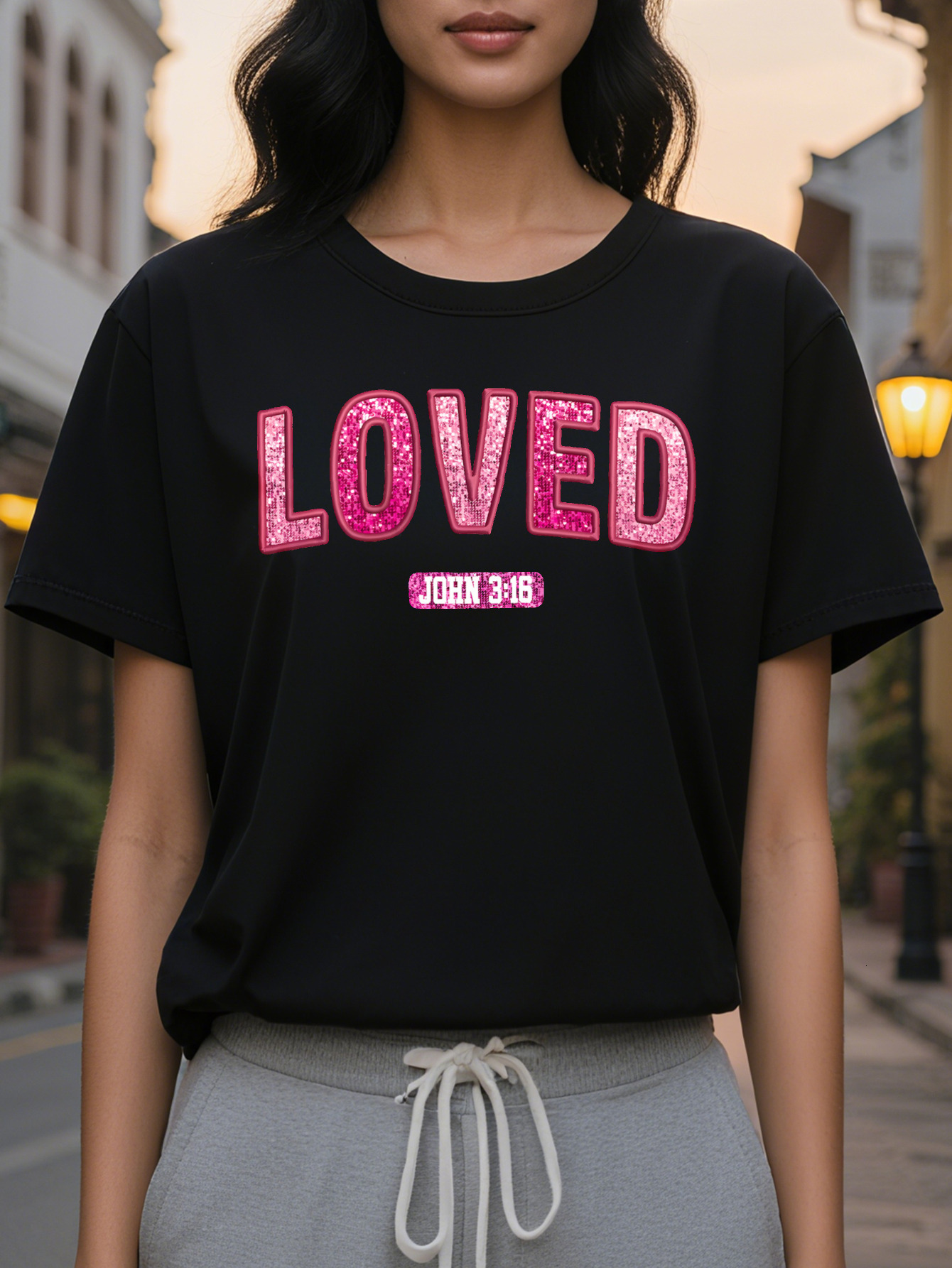 Relax Home Women's Chic Loved T-shirt Casual Round Neck Short Sleeve Top Breathable Cotton Suitable for Summer