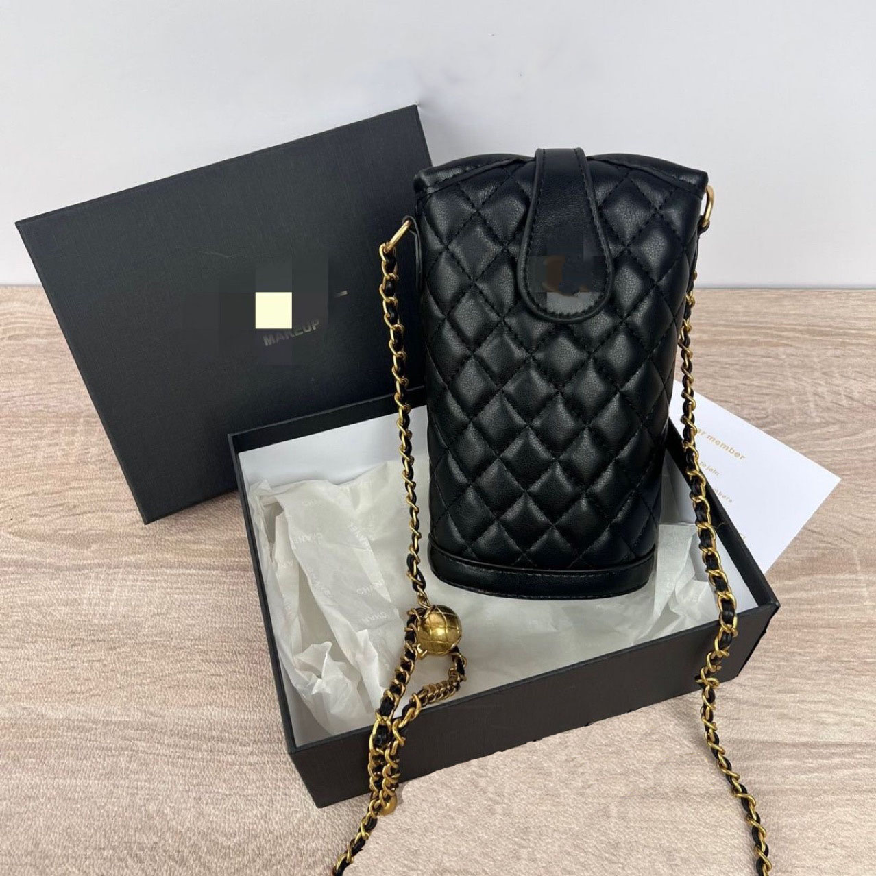 CC vintage Chain One-Shoulder leather portable Crossbody Golden Ball chian phone bag French Fries shaped Bag