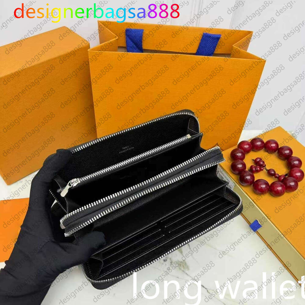Designers ZIPPY WALLET High Quality Soft Leather Mens Womens Iconic Textured Fashion Double Zipper Wallets Coin Purse Card Case Holder 61723