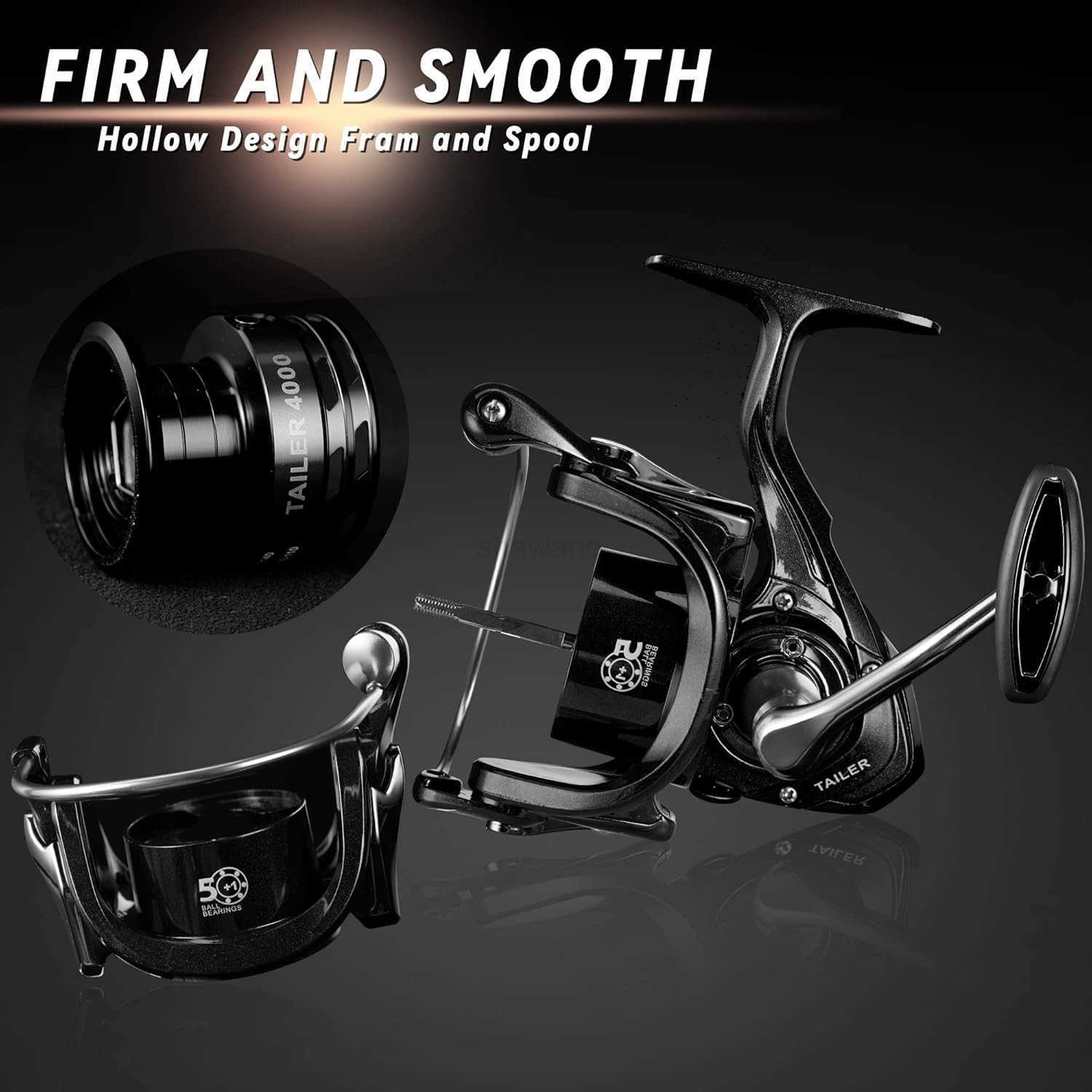Fishing Reels Spinning Reel LeftRight Interchangeable Aluminium Handle 75 oz Ultralight Spinning Reels 551 Gear Ratio DeepShallow Aluminum Spool for F
