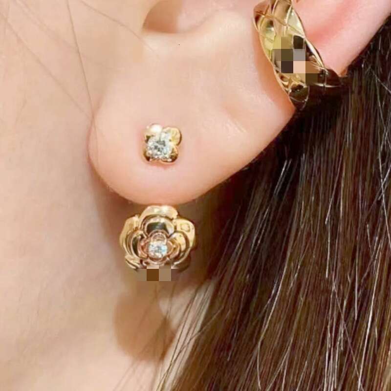 Seiko Edition New Hollow Camellia Rose Earrings Fashion Simple High-end Style