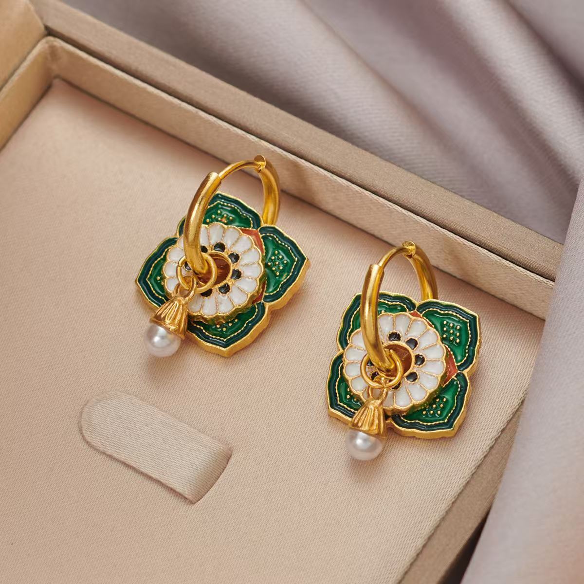 New Chinese Retro Ethnic Style Women's Earrings Lightweight Luxurious High-end Designer Luxurious Free Shipping Elegant Earring Earrings