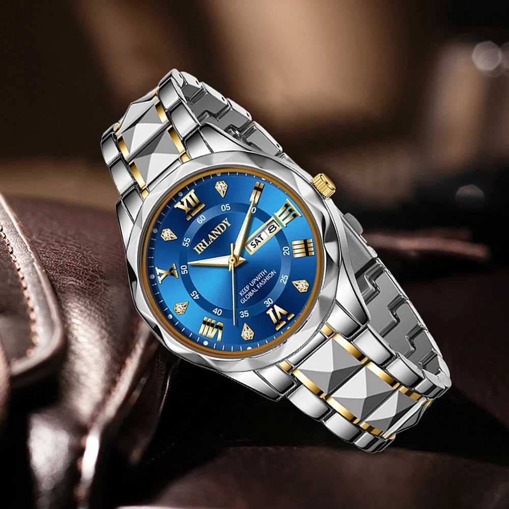 2PCS Silver Mens Watch Set Luxury Business Trend Quartz Watch Bracelet Set Suitable for Daily Clothing Matching X250904