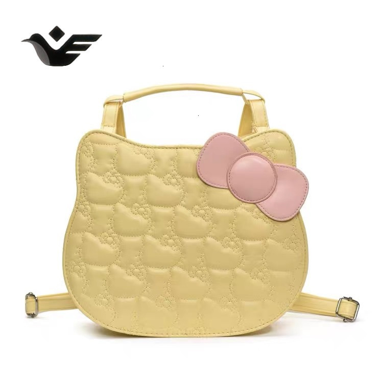 Feiyan Free Shipping New Designer Bag Luxury Shopping Bag Sweet Cute Kitty Cat Backpack Cartoon Bow Simple Fashionable Textured Student School Bag For