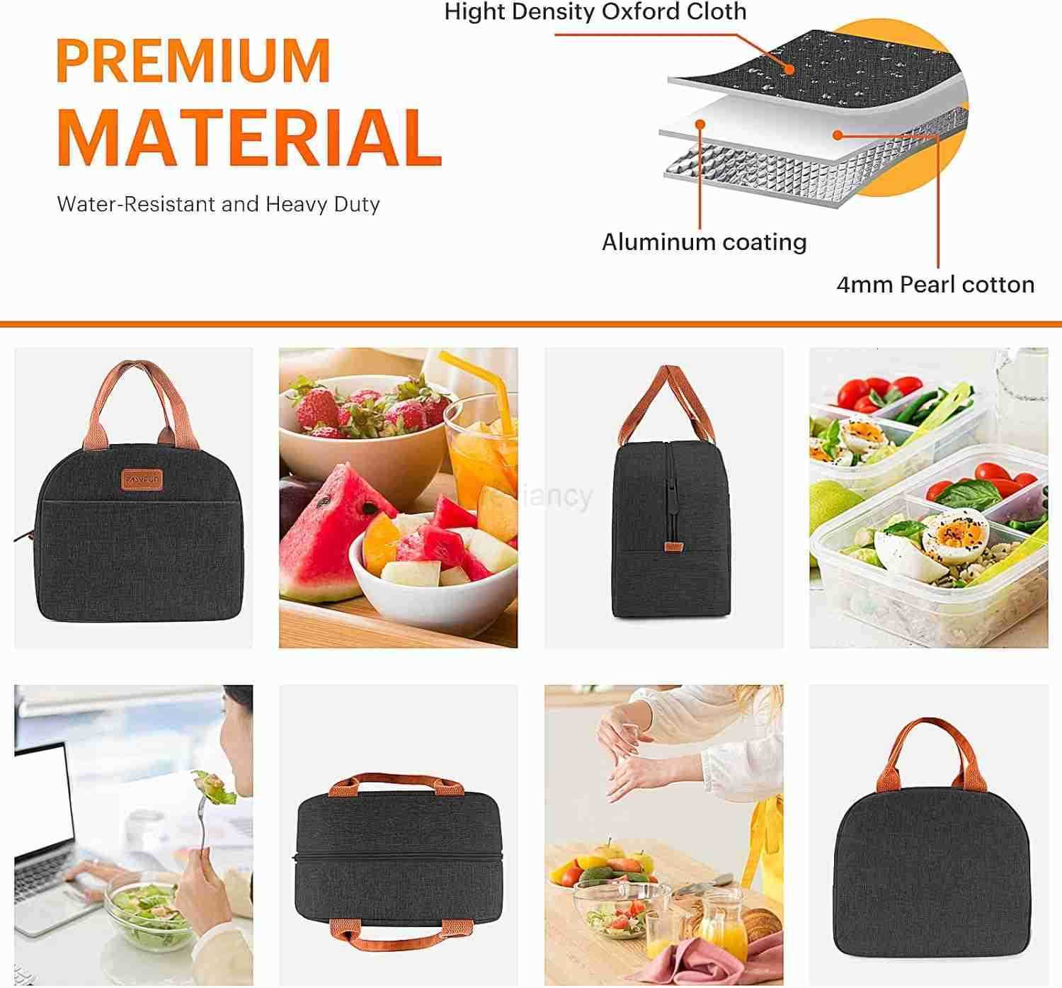 Lunch Bag for Women Men Adult Insulated Lunch Box Small Leakproof Cooler Food Lunch Containers Reusable High Capacity Lunch Tote Bags for Work Travel 