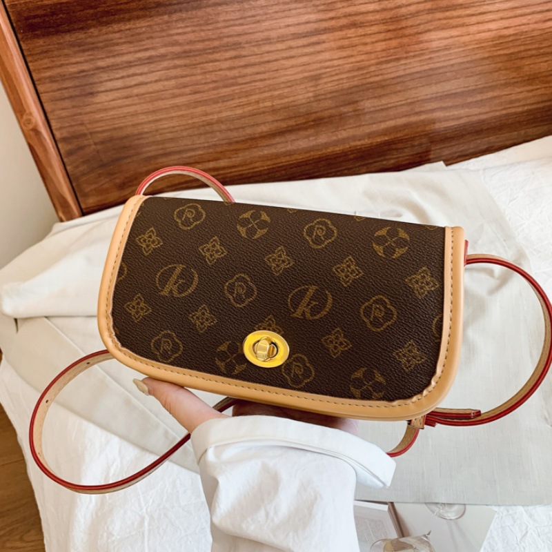 High-end bag for women 2025 new retro fashion temperament printed saddle bag temperament versatile shoulder messenger bag
