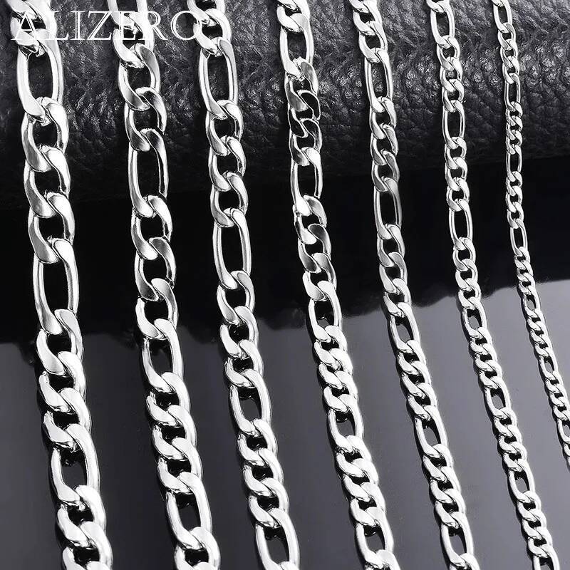 Wholesale Sterling Sier Necklace 2-12mm Width 40-75cm Long Chain Lobster Clasp Men and Women Engagement Jewelry