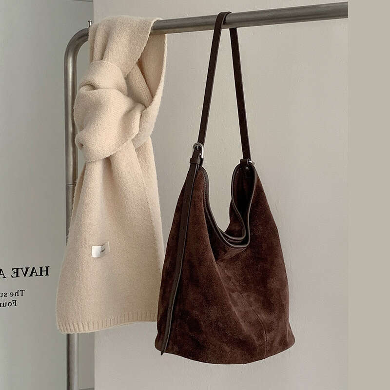 Luxury bag Top Layer Bucket New Minimalist Style Niche Suede Genuine Leather Single Shoulder Crossbody Bag for Women