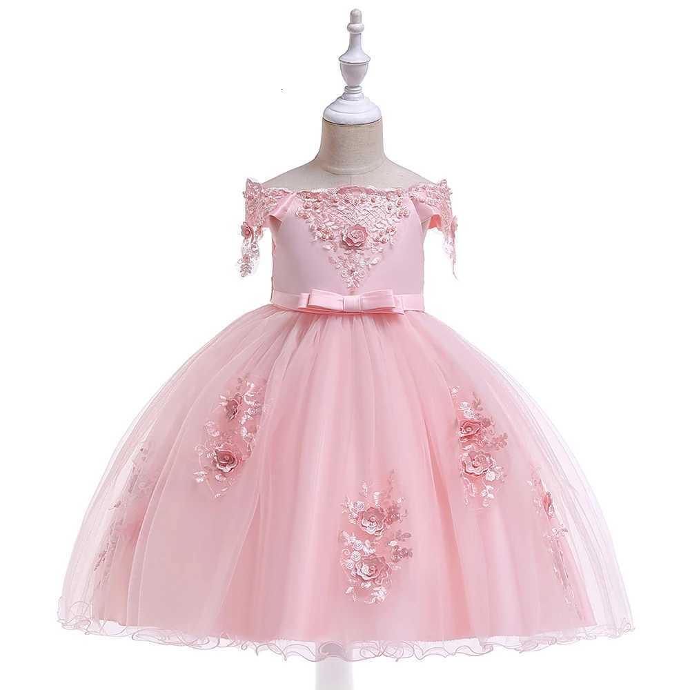 Elegant Tulle Flower Party Girls Dress Tulle Bridesmaids Wedding Princess Prom Dresses for Girls Birthday Evening Christmas Costumes Z250904