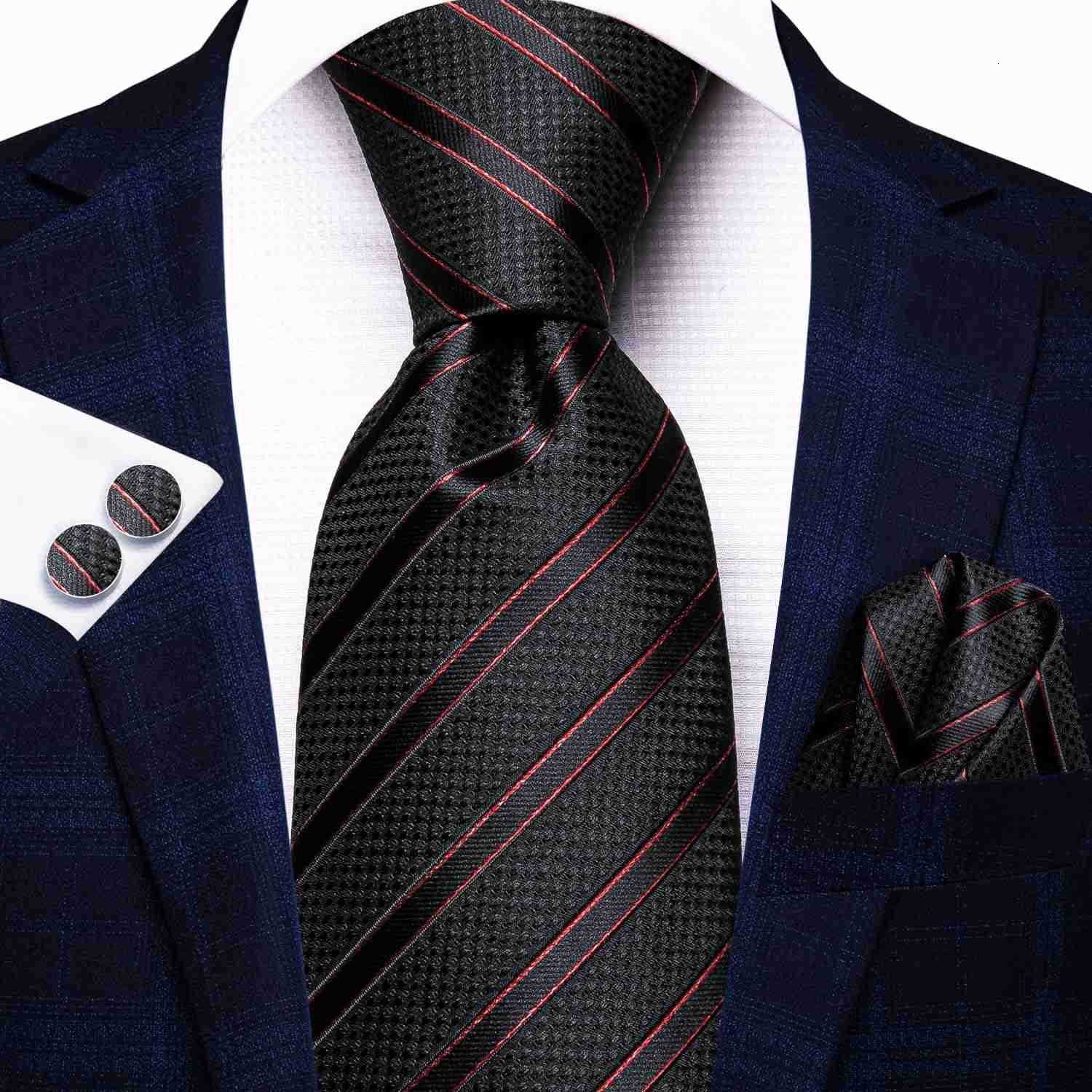 Mens Tie Sets Silk Paisley Striped Necktie Pocket Square Cufflinks Sets Wedding Business HolidayW250904