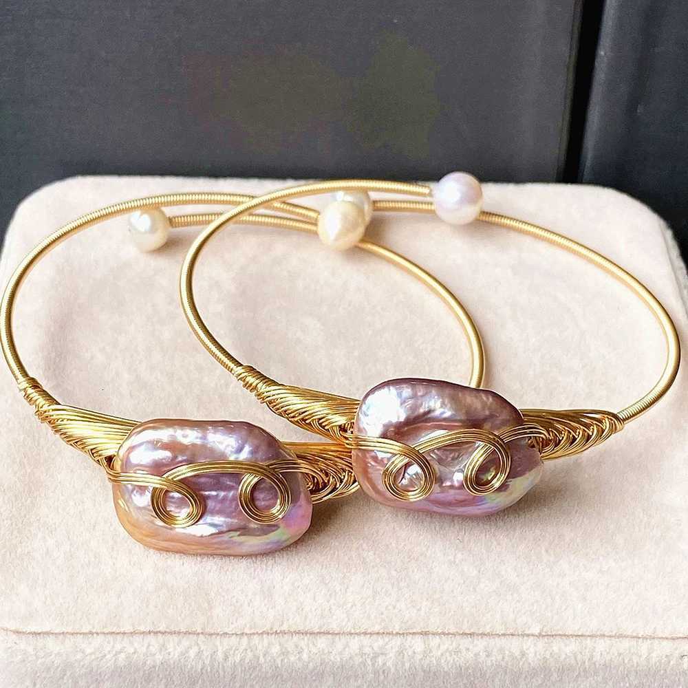 1pc Irregular Baroque Pearl Bracelet for Women Rectangular ishPurple Adjustable Pearl Bracelet Jewelry Gifts Y250904